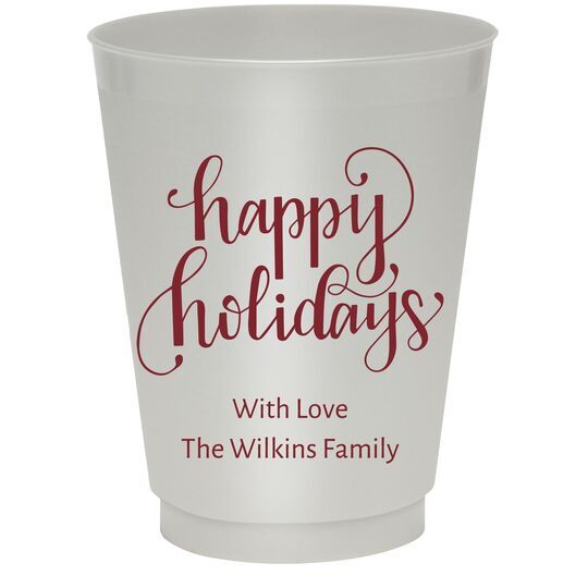 Hand Lettered Happy Holidays Colored Shatterproof Cups